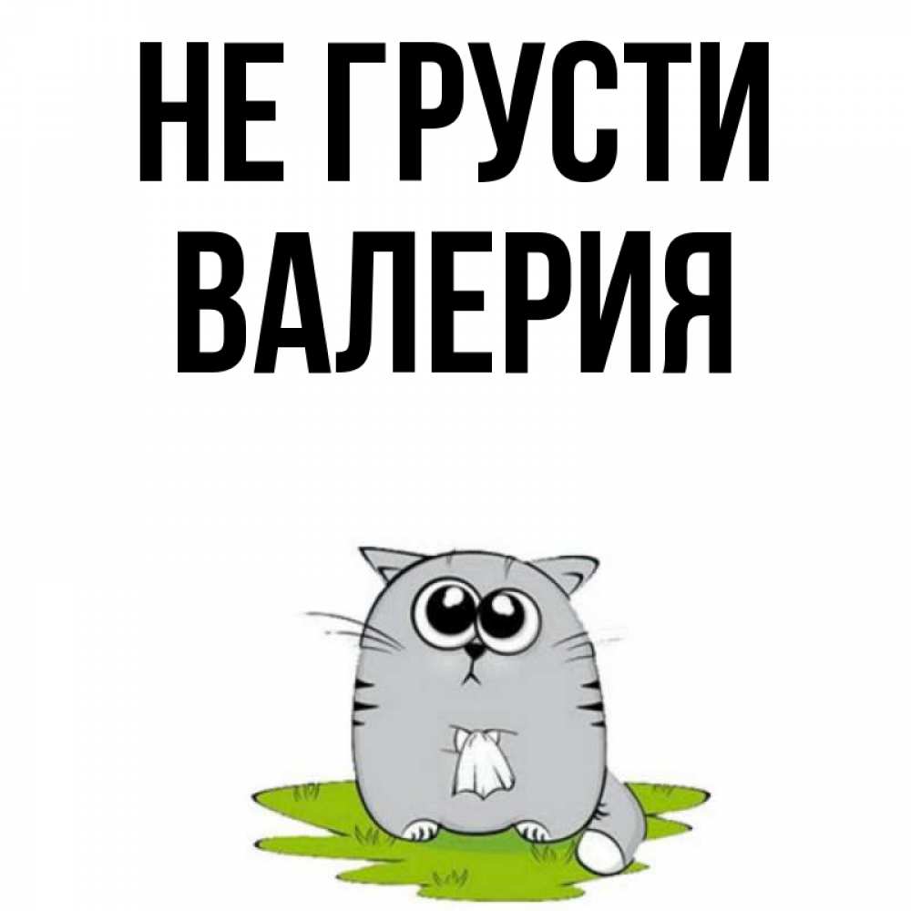 Открытка на каждый день с именем, Валерия Не грусти грустный котяра Прикольная открытка с пожеланием онлайн скачать бесплатно 