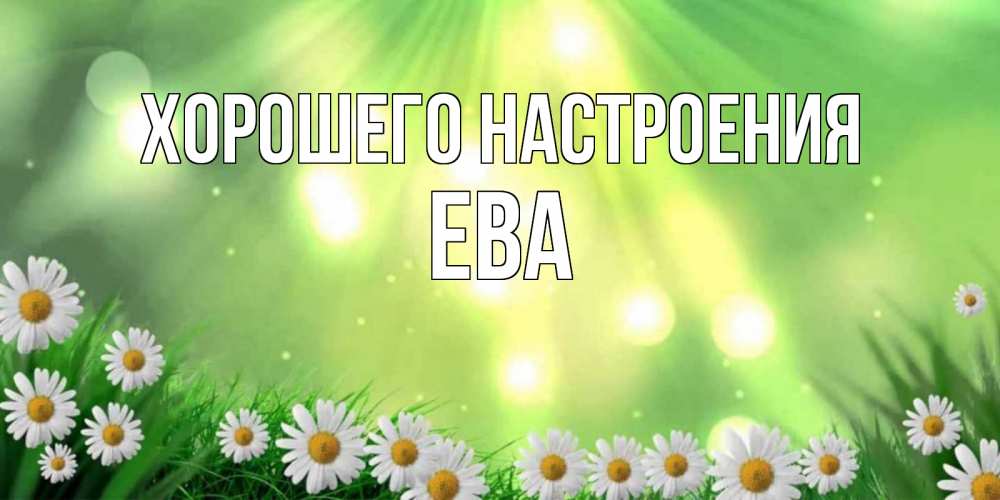 Открытка на каждый день с именем, Ева Хорошего настроения открытка с ромашками и солнечными лучами Прикольная открытка с пожеланием онлайн скачать бесплатно 