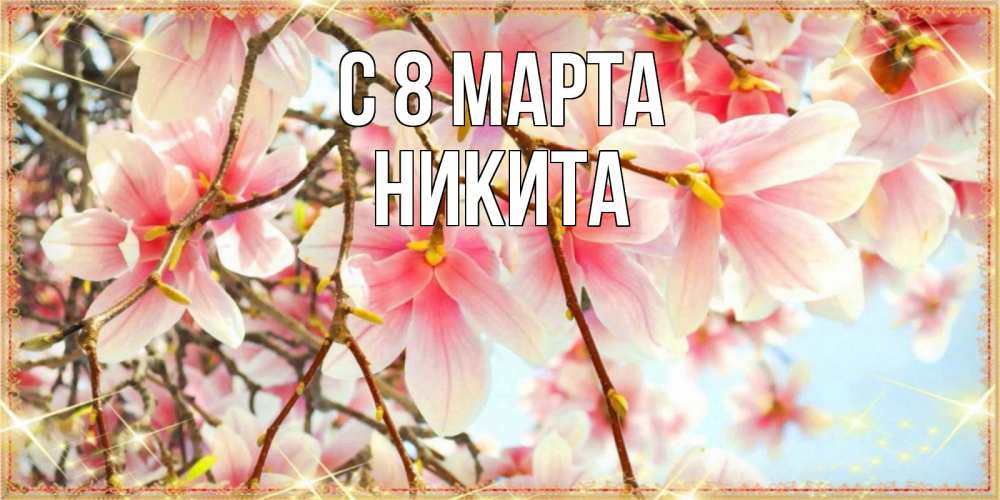 Открытка на каждый день с именем, Никита С 8 МАРТА цветы деревьев на 8 марта Прикольная открытка с пожеланием онлайн скачать бесплатно 