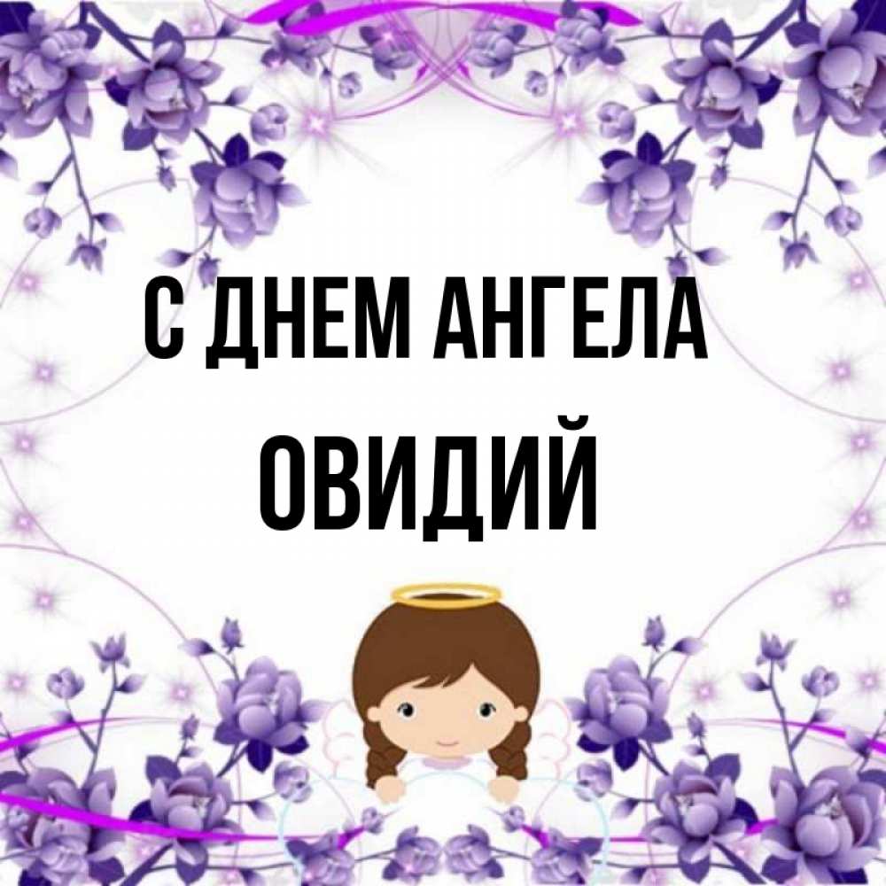 Открытка на каждый день с именем, Овидий С днем ангела с именинами в рамочке Прикольная открытка с пожеланием онлайн скачать бесплатно 