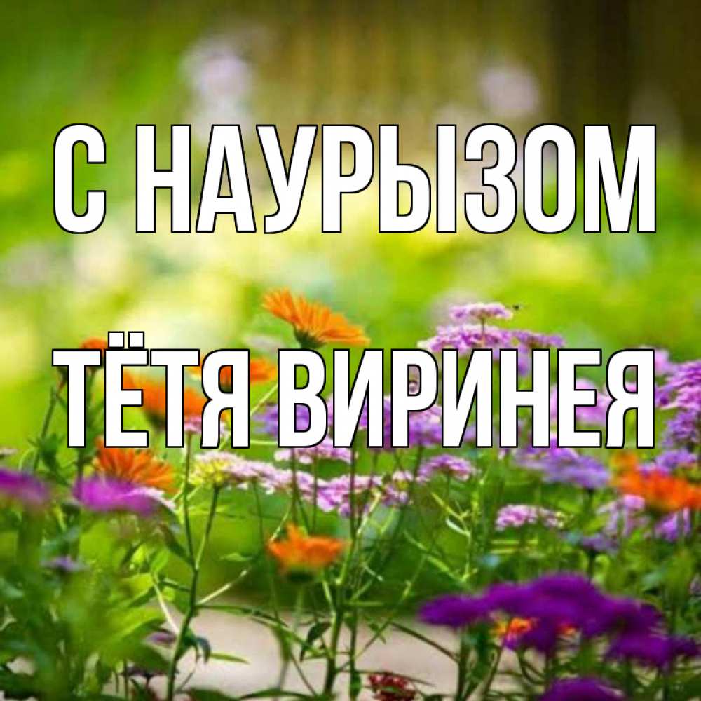 Открытка на каждый день с именем, Тётя-Виринея С наурызом цветы Прикольная открытка с пожеланием онлайн скачать бесплатно 