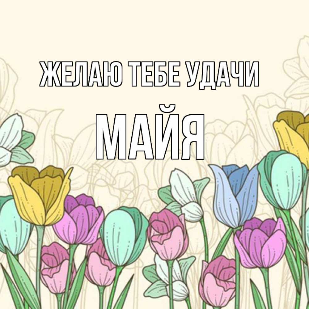 Открытка на каждый день с именем, Майя Желаю тебе удачи тюльпаны Прикольная открытка с пожеланием онлайн скачать бесплатно 