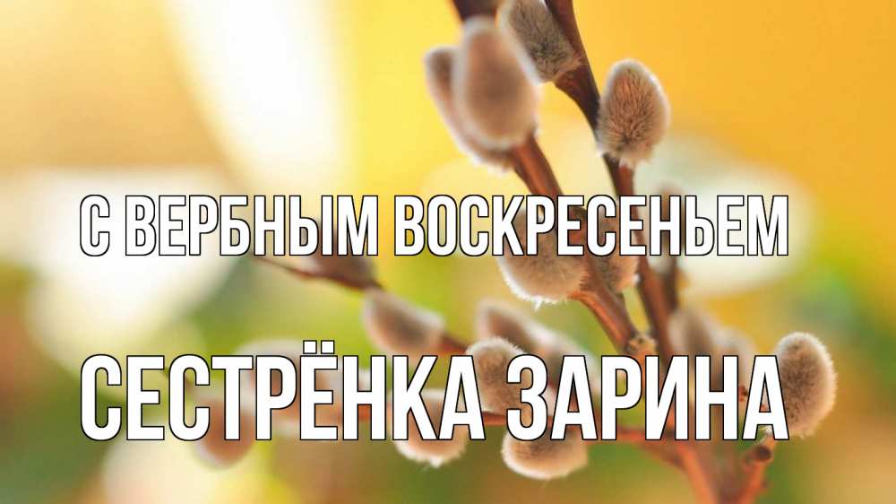 Открытка на каждый день с именем, Сестрёнка-Зарина С вербным воскресеньем верба 1 Прикольная открытка с пожеланием онлайн скачать бесплатно 