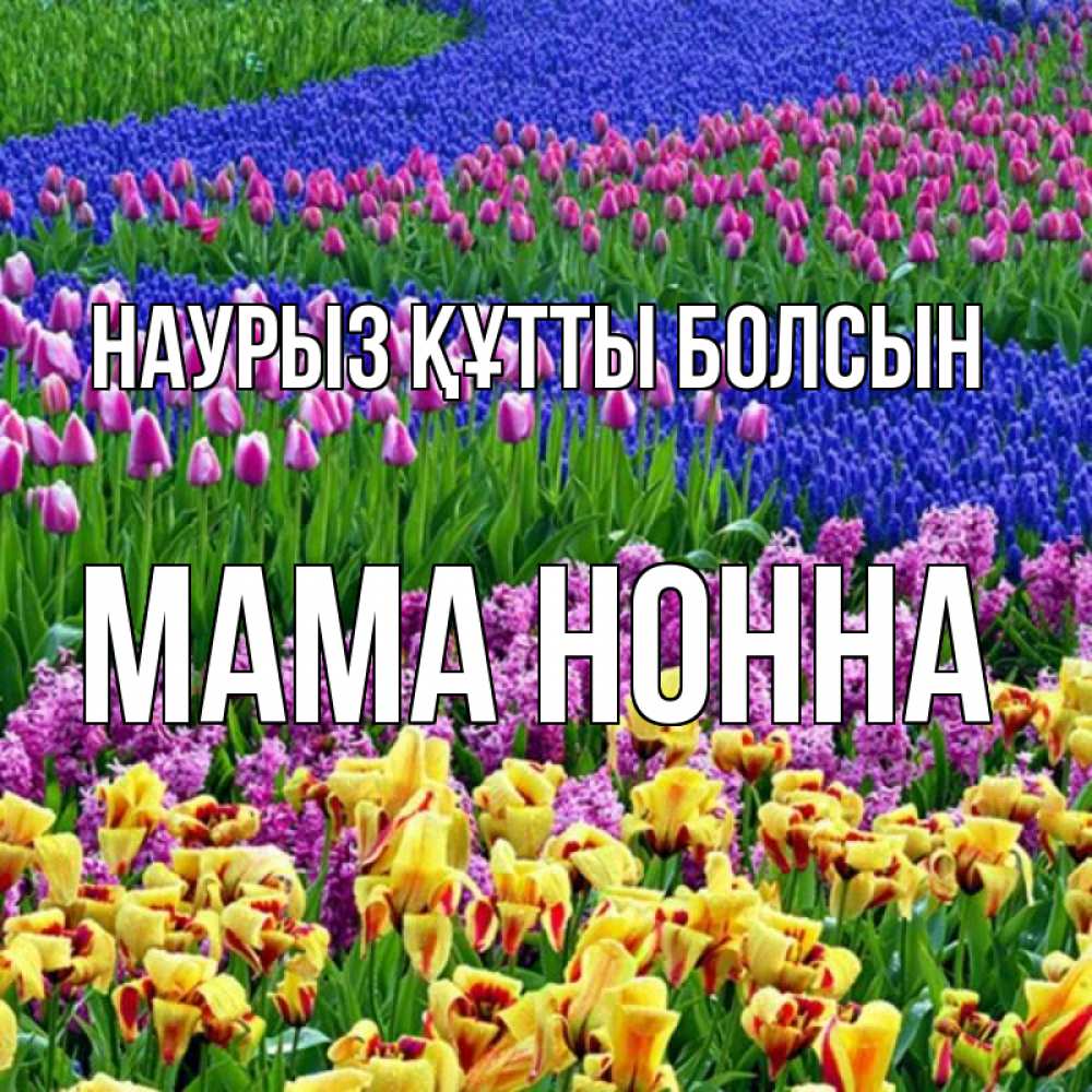 Открытка на каждый день с именем, Мама-Нонна Наурыз құтты болсын цветы Прикольная открытка с пожеланием онлайн скачать бесплатно 