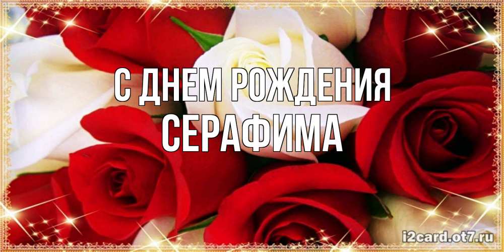 Открытка на каждый день с именем, Серафима С днем рождения открытка на день рождения с белыми и красными розами Прикольная открытка с пожеланием онлайн скачать бесплатно 