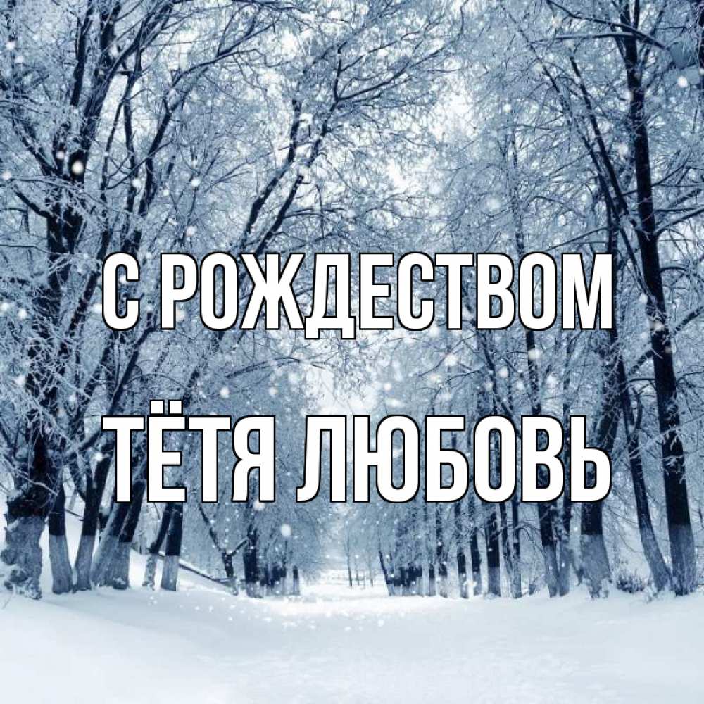 Открытка на каждый день с именем, Тётя-Любовь С рождеством снег, лес, парк Прикольная открытка с пожеланием онлайн скачать бесплатно 