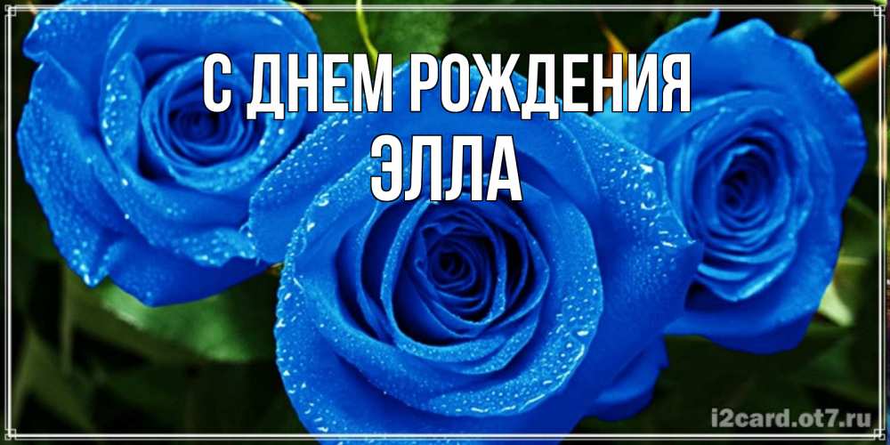 Открытка на каждый день с именем, Элла С днем рождения розы с синим цветом Прикольная открытка с пожеланием онлайн скачать бесплатно 