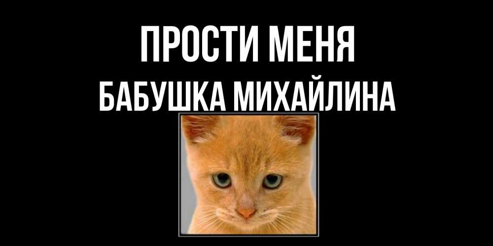 Открытка на каждый день с именем, Бабушка-Михайлина Прости меня рыжий грустный кот просит прощения Прикольная открытка с пожеланием онлайн скачать бесплатно 