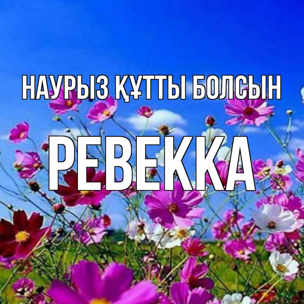 Открытка на каждый день с именем, Ревекка Наурыз құтты болсын цветы Прикольная открытка с пожеланием онлайн скачать бесплатно 