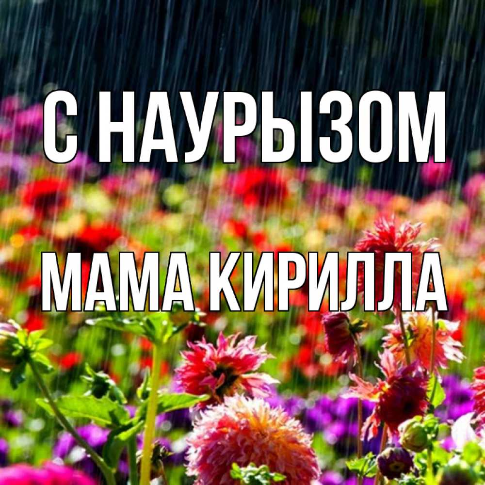 Открытка на каждый день с именем, Мама-Кирилла С наурызом цветы под дождиком к международному женскому дню Прикольная открытка с пожеланием онлайн скачать бесплатно 