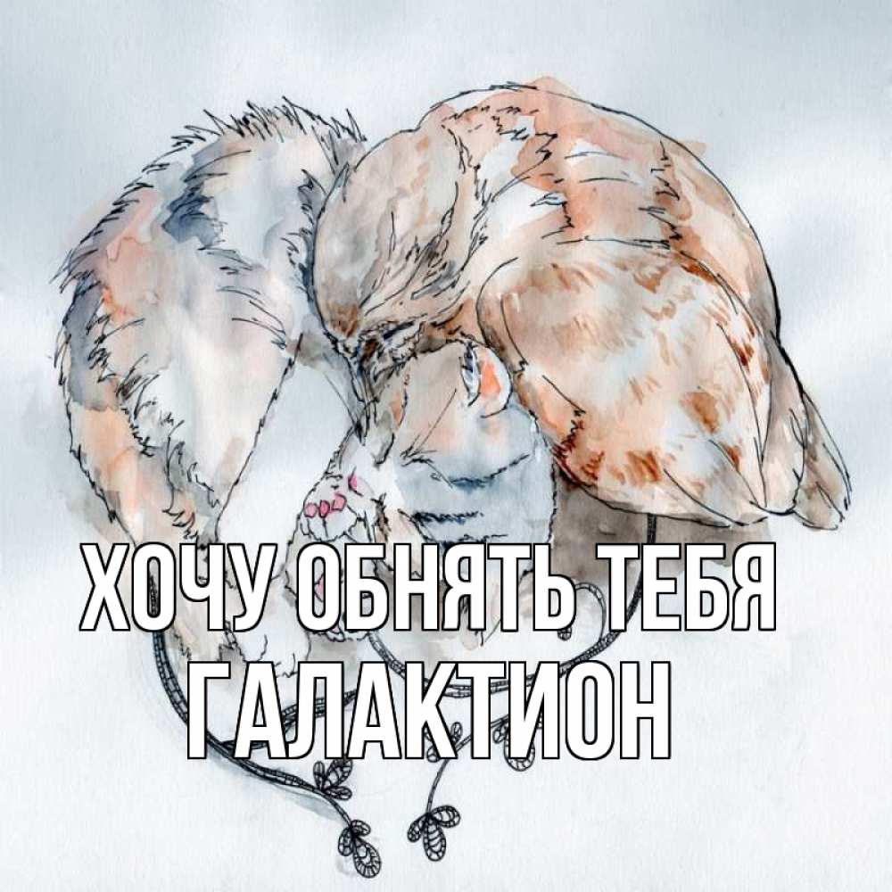 Открытка на каждый день с именем, Галактион Хочу обнять тебя можно быть вместе даже когда очень разные Прикольная открытка с пожеланием онлайн скачать бесплатно 