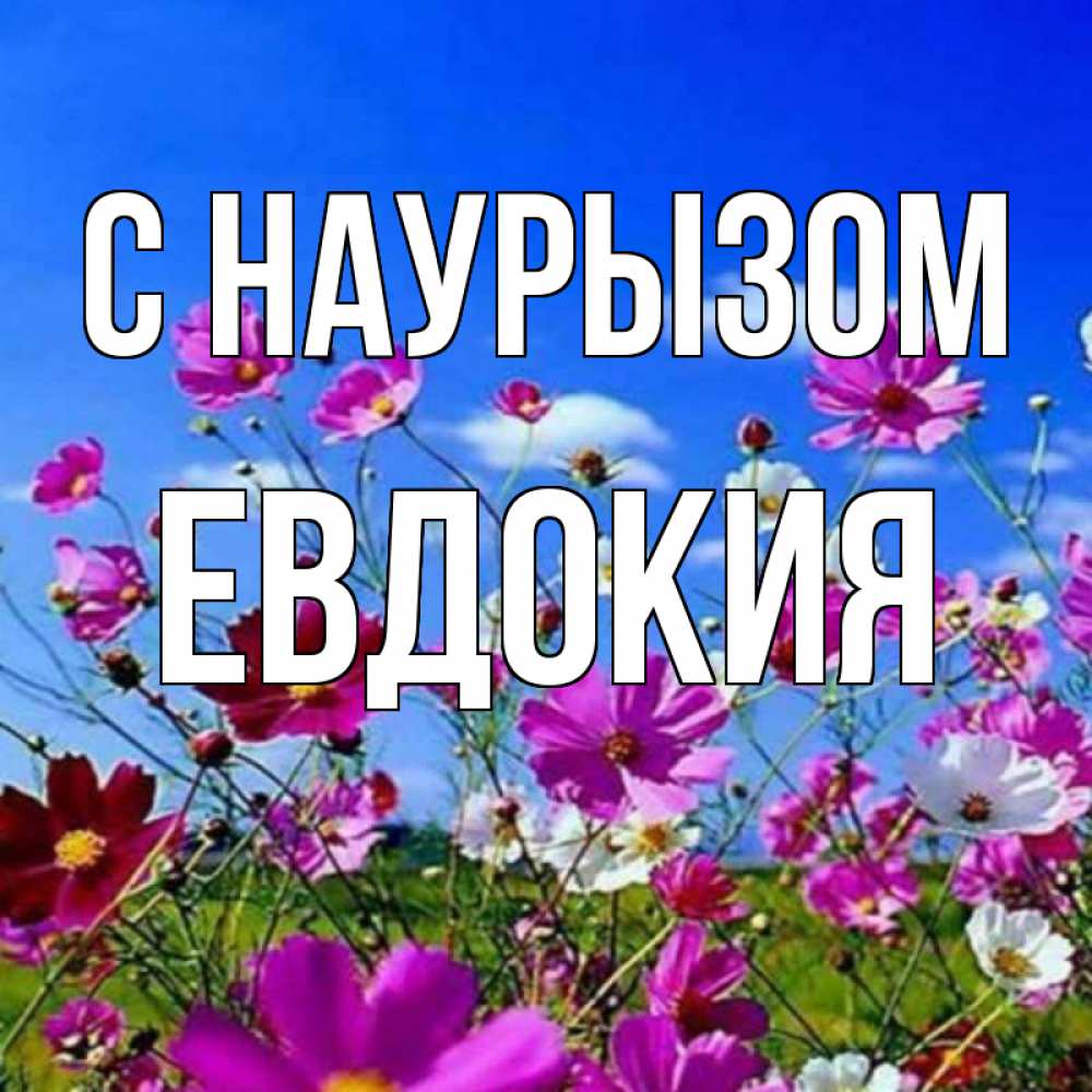 Открытка на каждый день с именем, Евдокия С наурызом цветы Прикольная открытка с пожеланием онлайн скачать бесплатно 