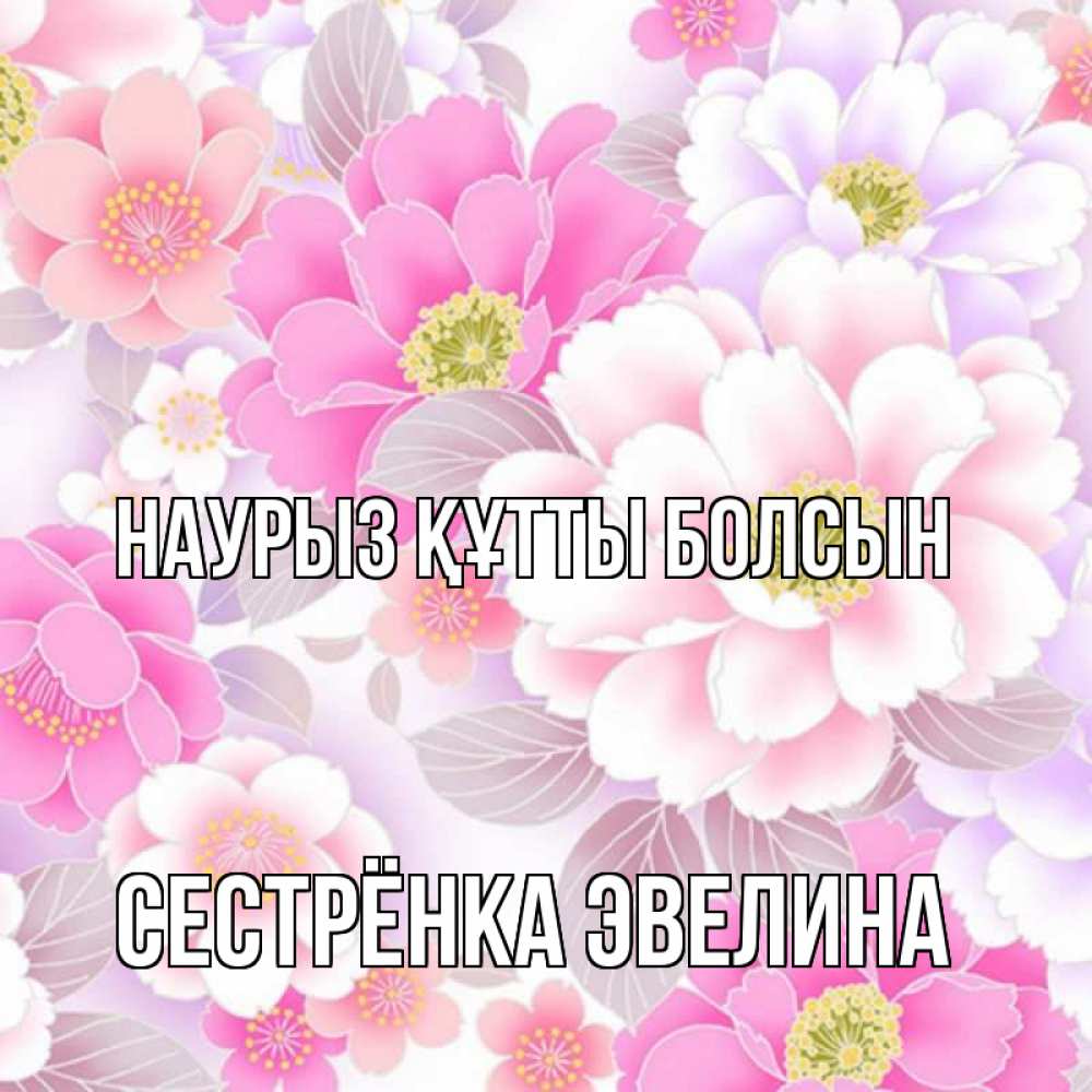 Открытка на каждый день с именем, Сестрёнка-Эвелина Наурыз құтты болсын для женщин Прикольная открытка с пожеланием онлайн скачать бесплатно 
