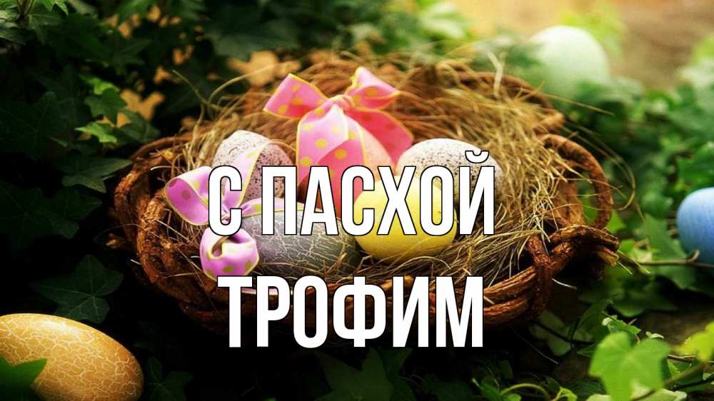 Открытка на каждый день с именем, Трофим С пасхой пасха Прикольная открытка с пожеланием онлайн скачать бесплатно 