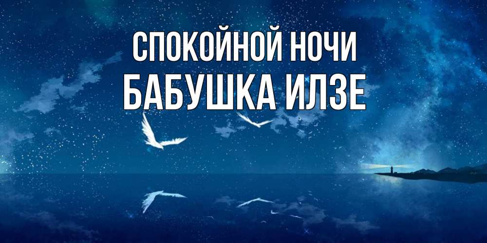 Открытка на каждый день с именем, Бабушка-Илзе Спокойной ночи птицы летят на фоне ночного неба Прикольная открытка с пожеланием онлайн скачать бесплатно 
