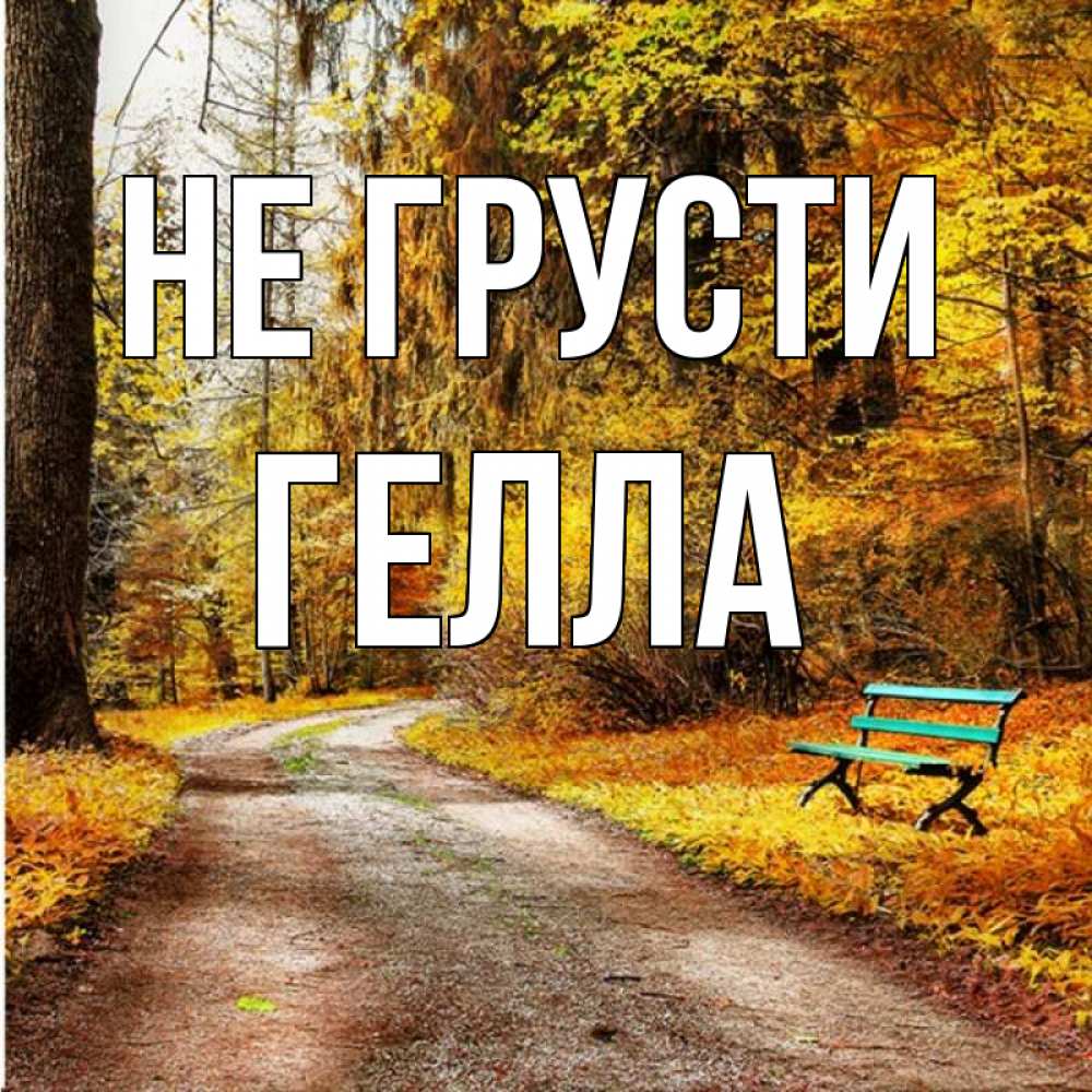 Открытка на каждый день с именем, Гелла Не грусти зеленая лавочка Прикольная открытка с пожеланием онлайн скачать бесплатно 