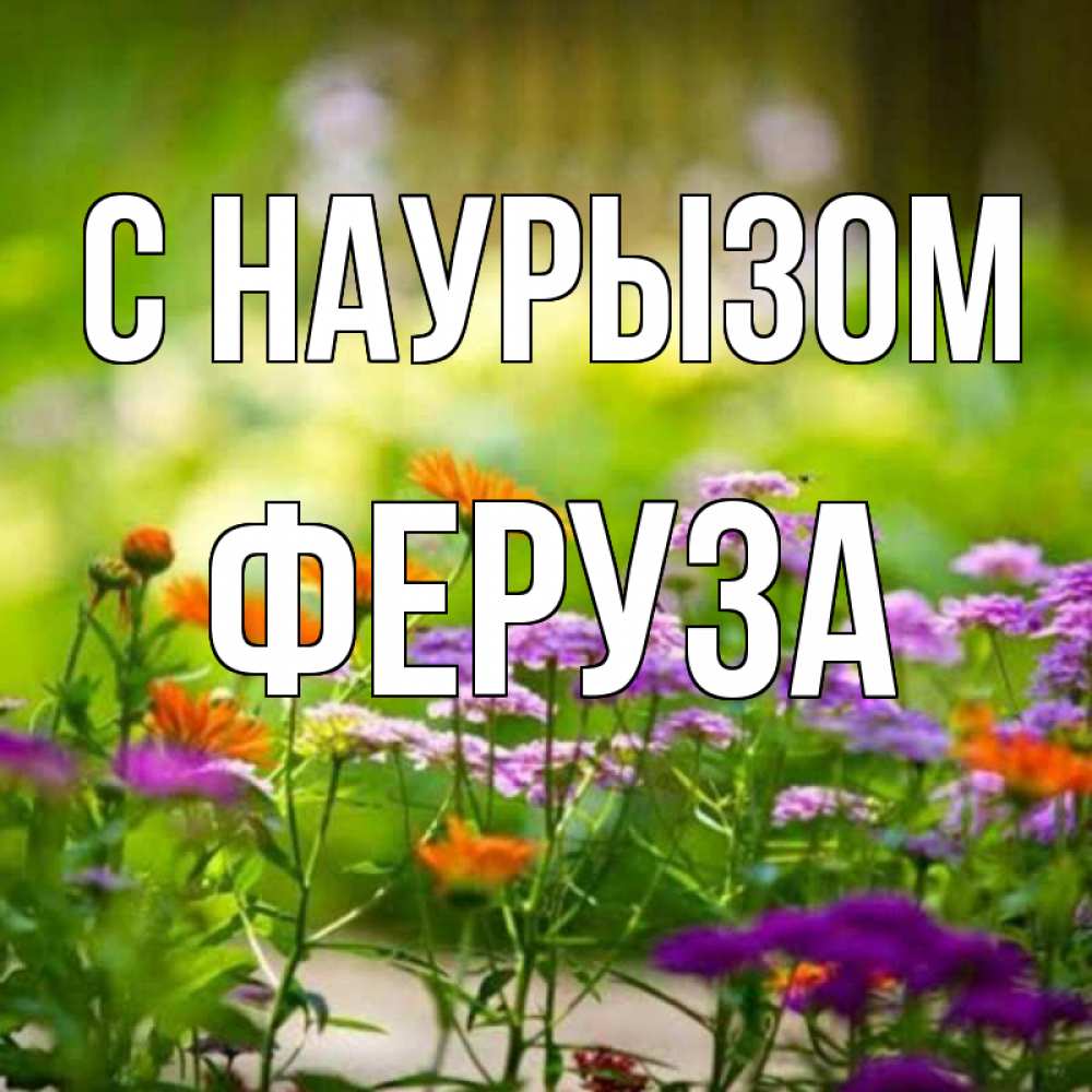 Открытка на каждый день с именем, Феруза С наурызом цветы Прикольная открытка с пожеланием онлайн скачать бесплатно 