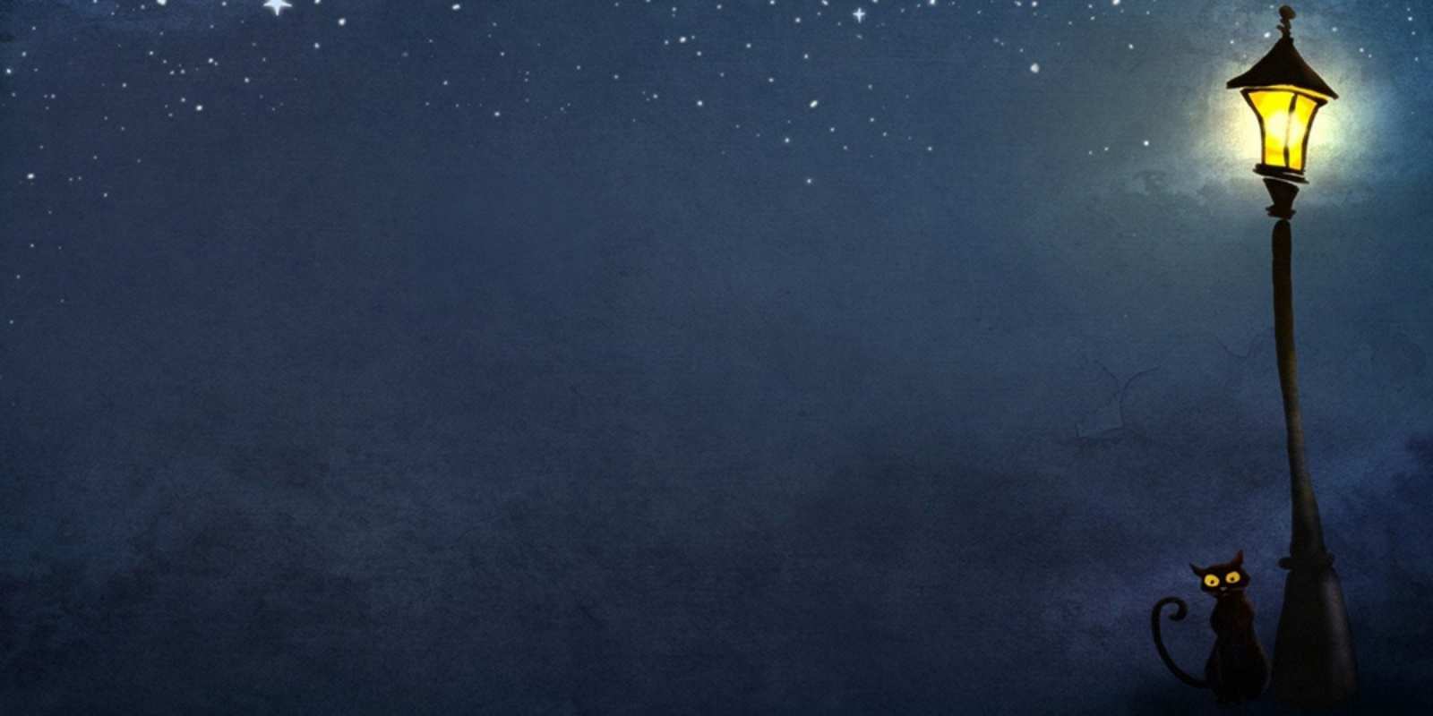 Открытка фонарь и ночь и котик желтый фонарь на пустой улице Спокойной ночи 