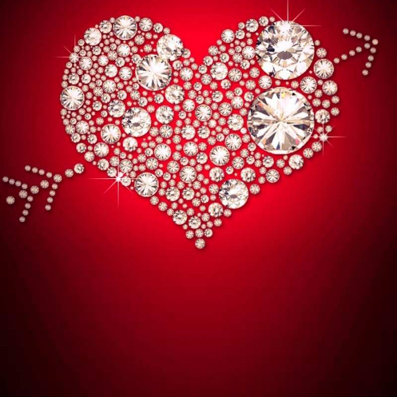 Открытка сердце с бриллиантом  стрела купидона  Я тебя люблю 