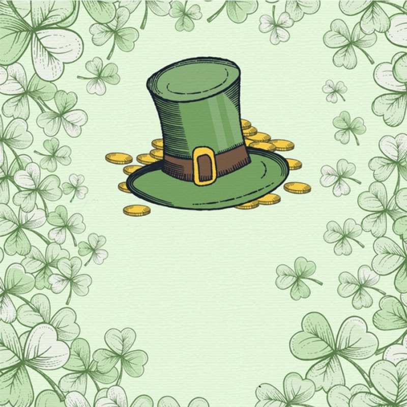Открытка шляпа монеты  клевер  Желаю тебе удачи 