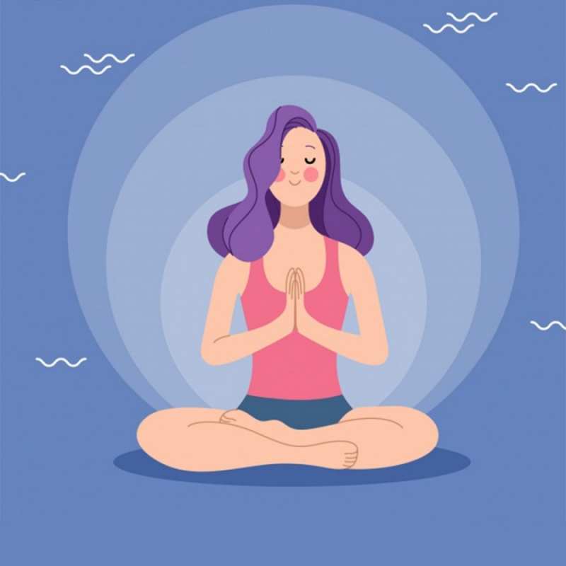 Открытка медетируем на удачу  девушка с фиолетовыми волосами  Желаю тебе удачи 