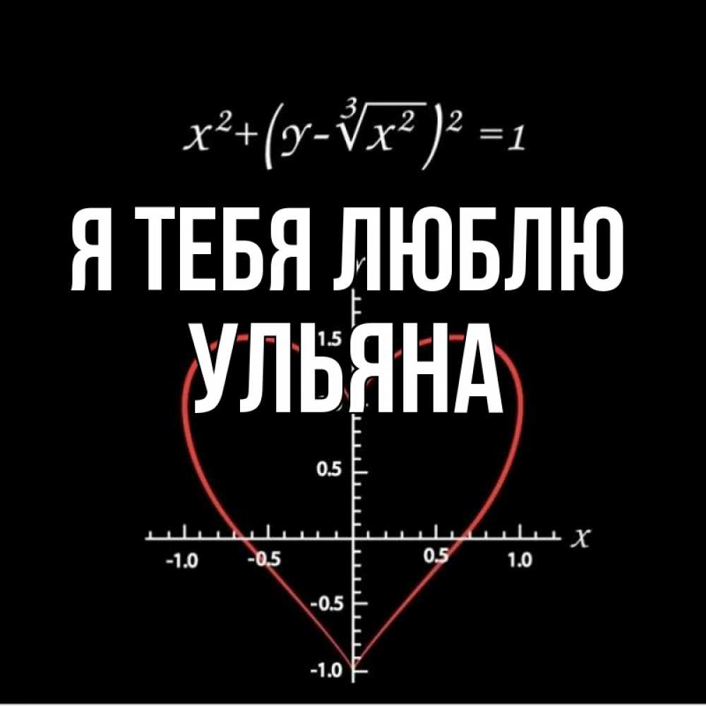 Открытка на каждый день с именем, Ульяна Я тебя люблю сердечная формула Прикольная открытка с пожеланием онлайн скачать бесплатно 
