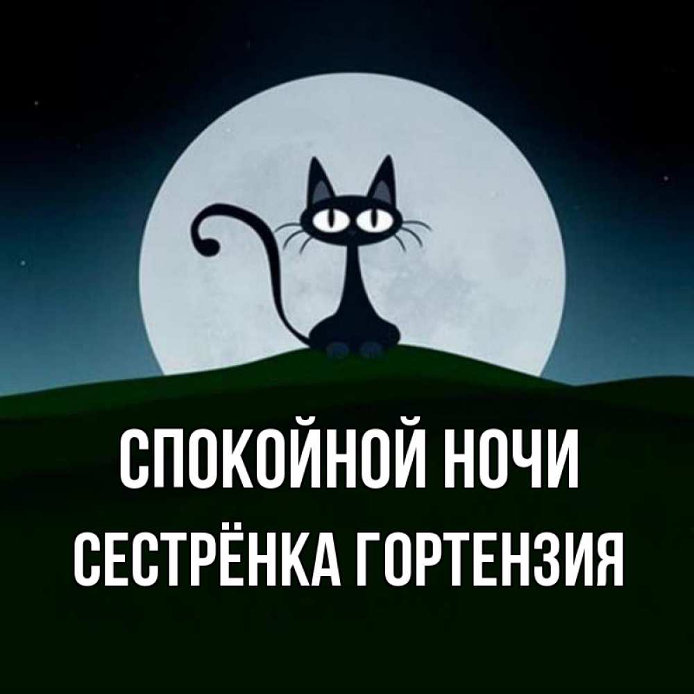 Открытка на каждый день с именем, Сестрёнка-Гортензия Спокойной ночи хорошо выспаться ночью и без кошмаров Прикольная открытка с пожеланием онлайн скачать бесплатно 