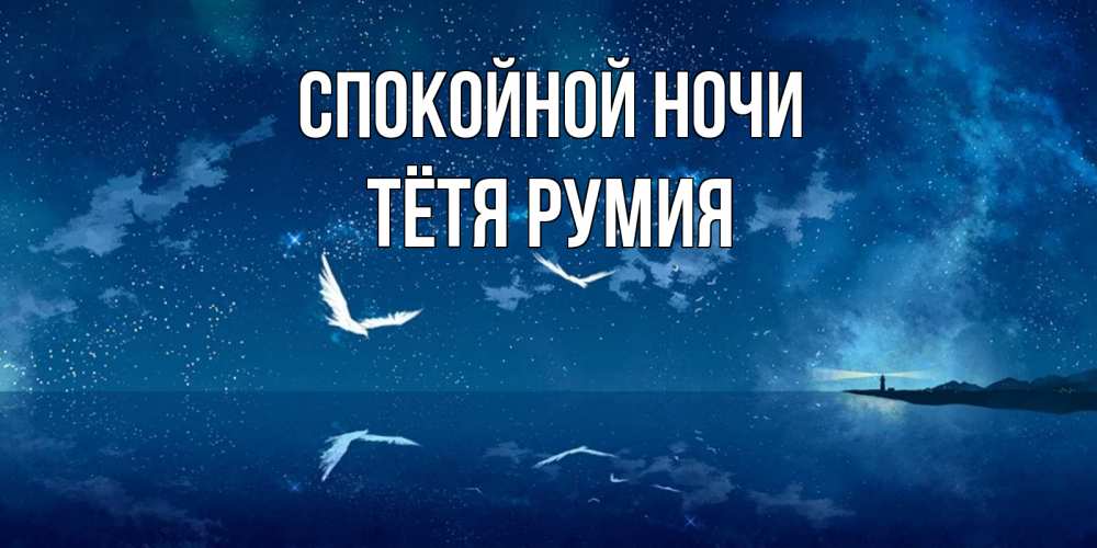 Открытка на каждый день с именем, Тётя-Румия Спокойной ночи птицы летят на фоне ночного неба Прикольная открытка с пожеланием онлайн скачать бесплатно 