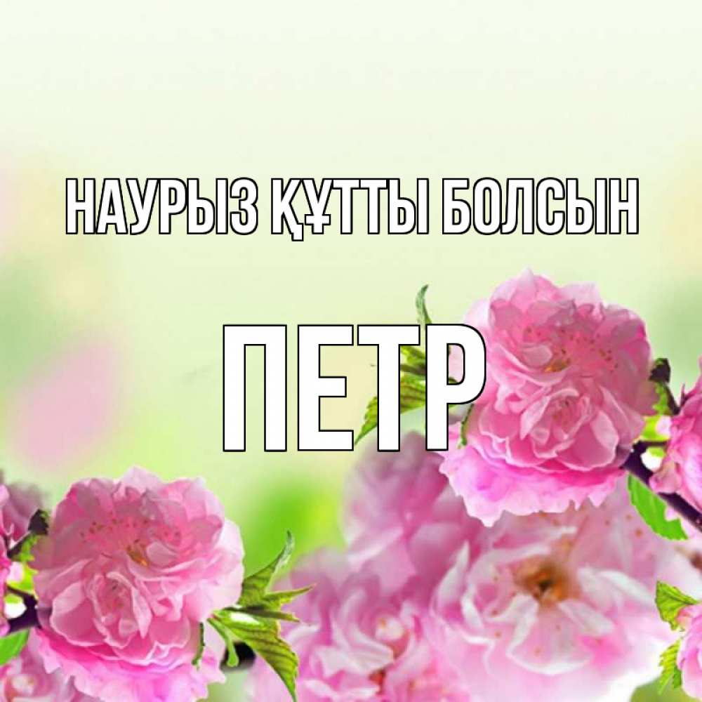 Открытка на каждый день с именем, Петр Наурыз құтты болсын цветы Прикольная открытка с пожеланием онлайн скачать бесплатно 