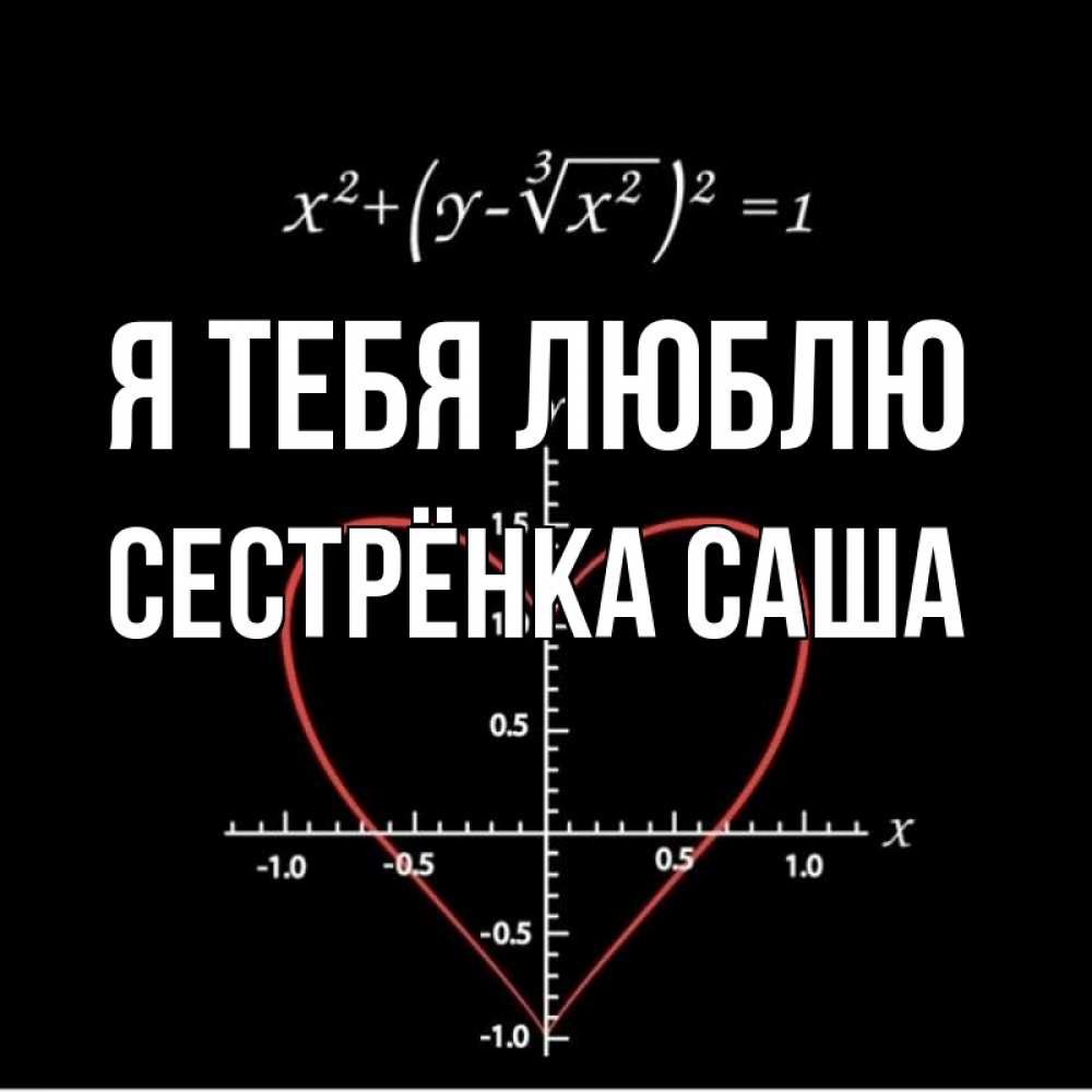 Открытка на каждый день с именем, Сестрёнка-Саша Я тебя люблю сердечная формула Прикольная открытка с пожеланием онлайн скачать бесплатно 