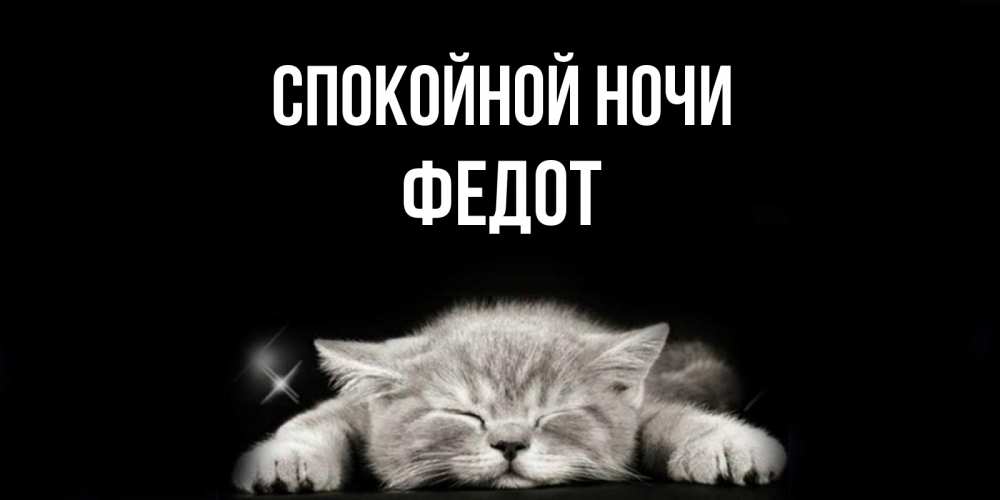 Открытка на каждый день с именем, Федот Спокойной ночи спящий котик Прикольная открытка с пожеланием онлайн скачать бесплатно 