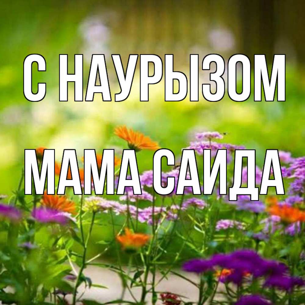 Открытка на каждый день с именем, Мама-Саида С наурызом цветы Прикольная открытка с пожеланием онлайн скачать бесплатно 