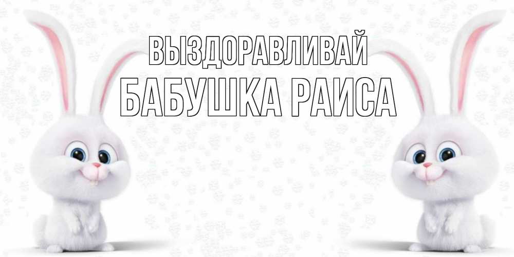 Открытка на каждый день с именем, Бабушка-Раиса Выздоравливай не болей с зайцем Прикольная открытка с пожеланием онлайн скачать бесплатно 