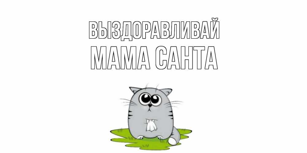 Открытка на каждый день с именем, Мама-Санта Выздоравливай кот и открытки про выздоровление Прикольная открытка с пожеланием онлайн скачать бесплатно 