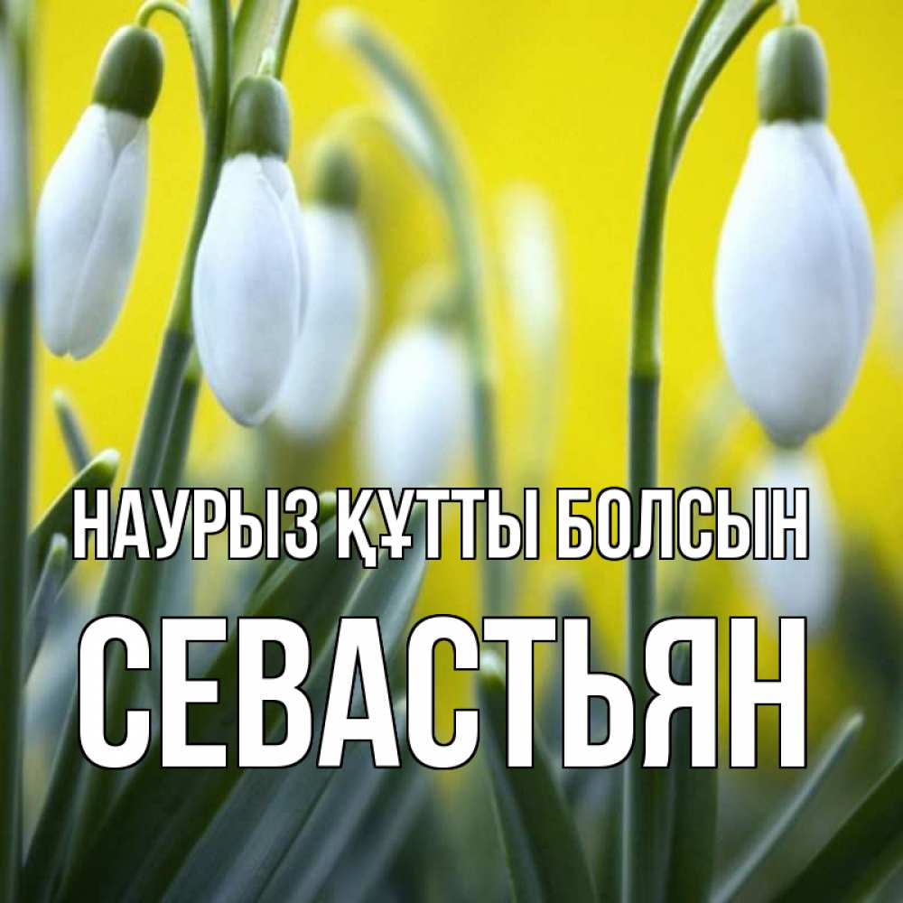 Открытка на каждый день с именем, Севастьян Наурыз құтты болсын весенние цветы Прикольная открытка с пожеланием онлайн скачать бесплатно 