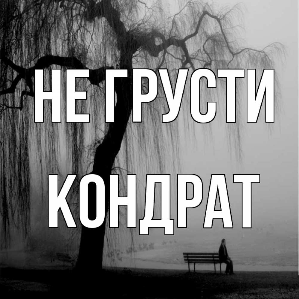 Открытка на каждый день с именем, Кондрат Не грусти висящие ветки дерева и лавочка под деревом Прикольная открытка с пожеланием онлайн скачать бесплатно 