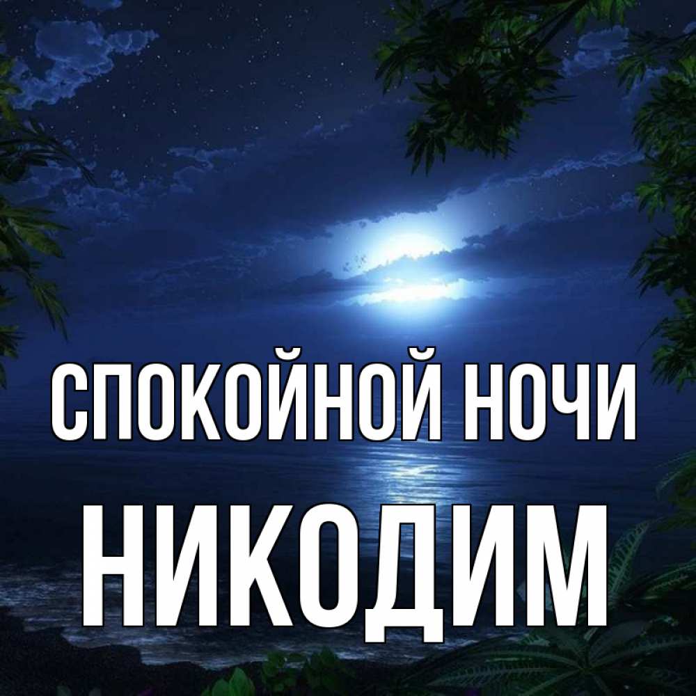 Открытка на каждый день с именем, Никодим Спокойной ночи тропический остров Прикольная открытка с пожеланием онлайн скачать бесплатно 