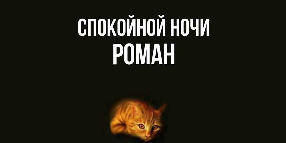 Открытка на каждый день с именем, Роман Спокойной ночи кот Прикольная открытка с пожеланием онлайн скачать бесплатно 