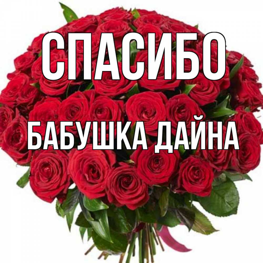 Открытка на каждый день с именем, Бабушка-Дайна Спасибо букет красных роз Прикольная открытка с пожеланием онлайн скачать бесплатно 