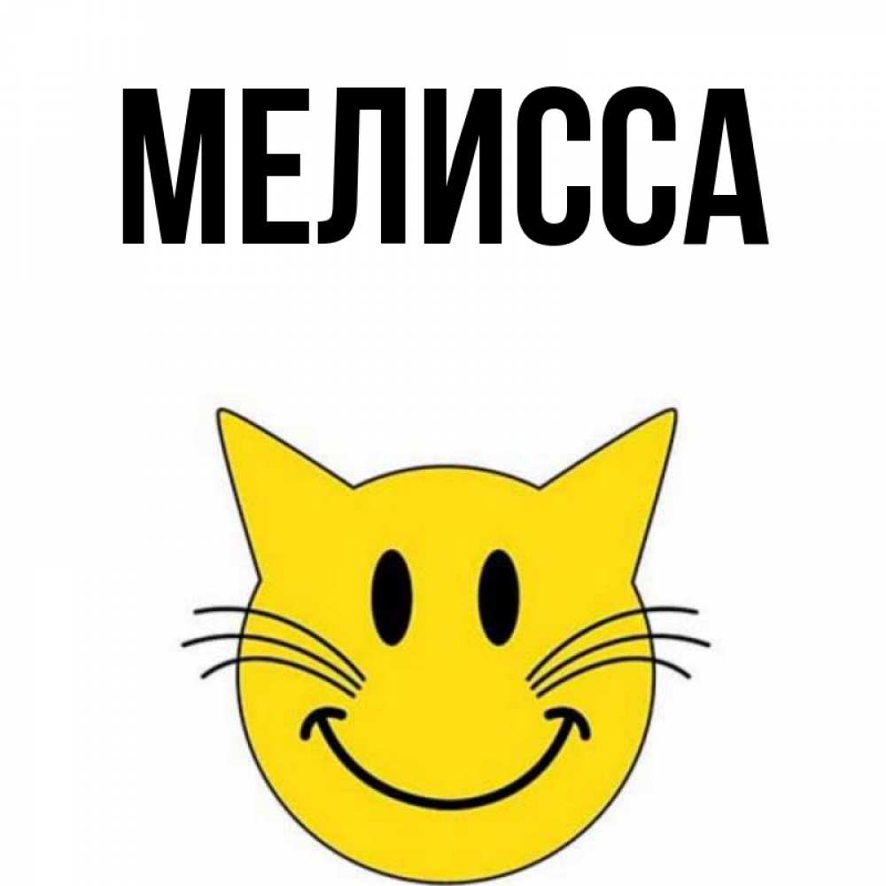 Открытка на каждый день с именем, Мелисса Главная улыбающийся смайл кот Прикольная открытка с пожеланием онлайн скачать бесплатно 