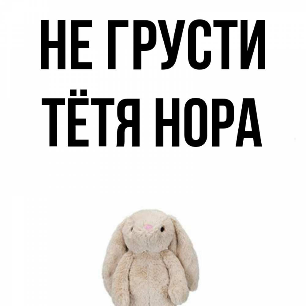 Открытка на каждый день с именем, Тётя-Нора Не грусти детская игрушка зайчика Прикольная открытка с пожеланием онлайн скачать бесплатно 