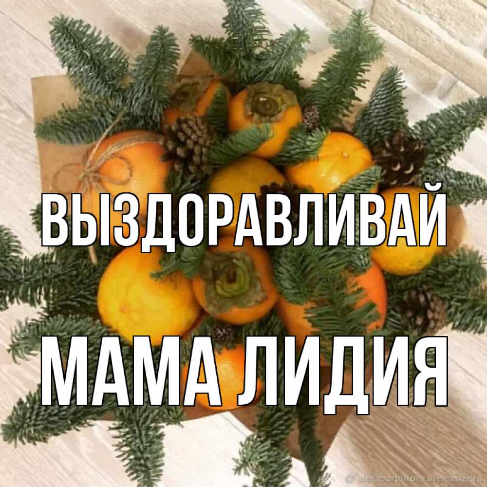 Открытка на каждый день с именем, Мама-Лидия Выздоравливай апельсины и хурьма Прикольная открытка с пожеланием онлайн скачать бесплатно 
