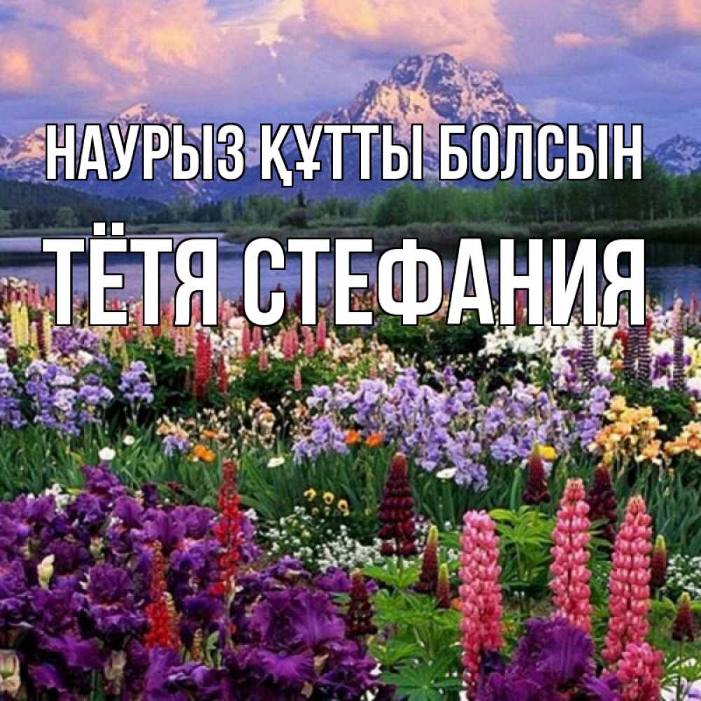 Открытка на каждый день с именем, Тётя-Стефания Наурыз құтты болсын наурыз Прикольная открытка с пожеланием онлайн скачать бесплатно 