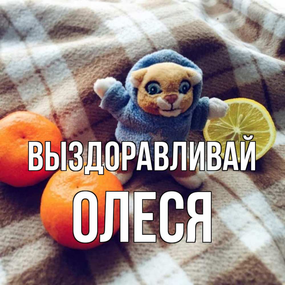 Открытка на каждый день с именем, Олеся Выздоравливай вот тебе апельсинка и лимон Прикольная открытка с пожеланием онлайн скачать бесплатно 
