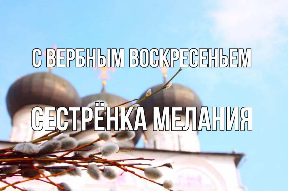 Открытка на каждый день с именем, Сестрёнка-Мелания С вербным воскресеньем верба Прикольная открытка с пожеланием онлайн скачать бесплатно 