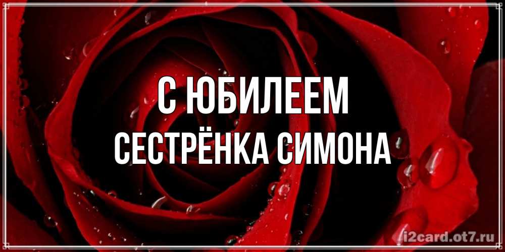 Открытка на каждый день с именем, Сестрёнка-Симона С юбилеем крупная бордовая роза Прикольная открытка с пожеланием онлайн скачать бесплатно 