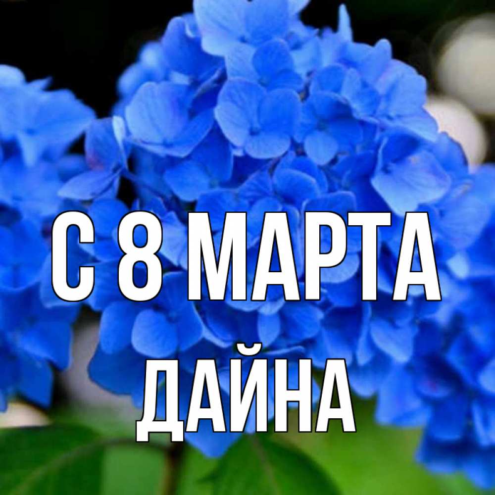 Открытка на каждый день с именем, Дайна С 8 марта синие цветы Прикольная открытка с пожеланием онлайн скачать бесплатно 