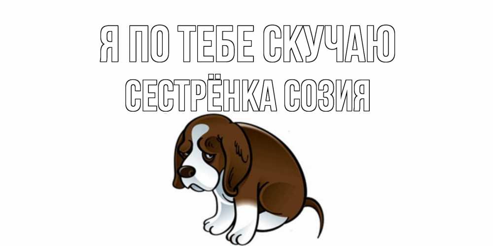Открытка на каждый день с именем, Сестрёнка-Созия Я по тебе скучаю я по тебе скучаю с щенком Прикольная открытка с пожеланием онлайн скачать бесплатно 