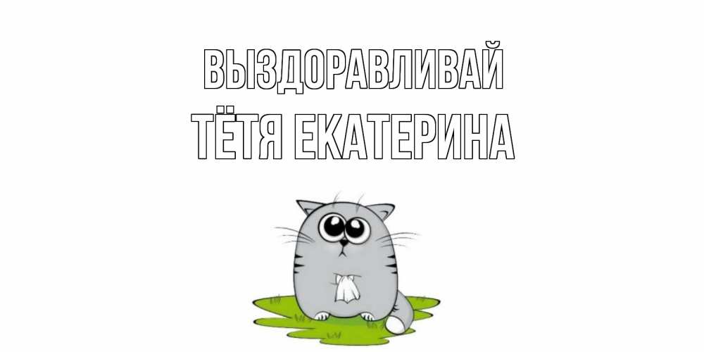 Открытка на каждый день с именем, Тётя-Екатерина Выздоравливай кот и открытки про выздоровление Прикольная открытка с пожеланием онлайн скачать бесплатно 