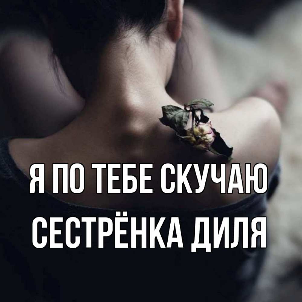 Открытка на каждый день с именем, Сестрёнка-Диля Я по тебе скучаю засох цветок Прикольная открытка с пожеланием онлайн скачать бесплатно 